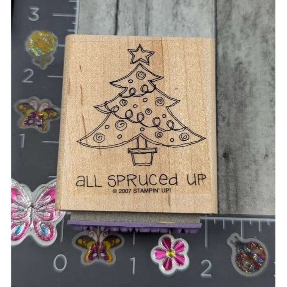 Stampin' Up! All Spruced Up Christmas Tree 2007 Rubber Stamp Wood #H76
